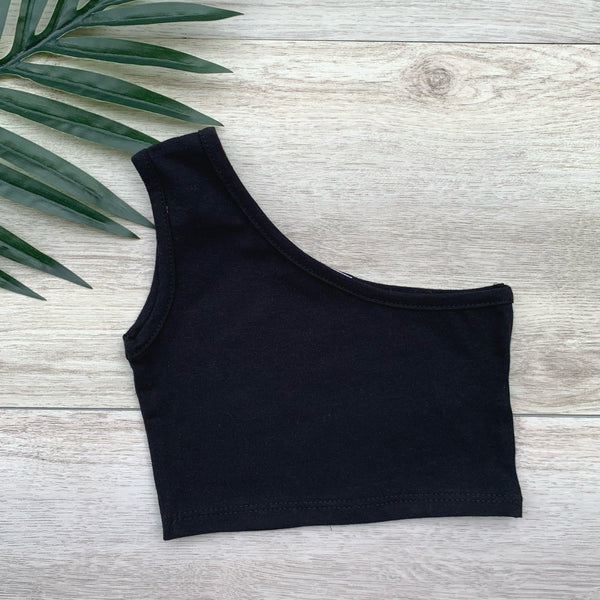 one strap black crop top