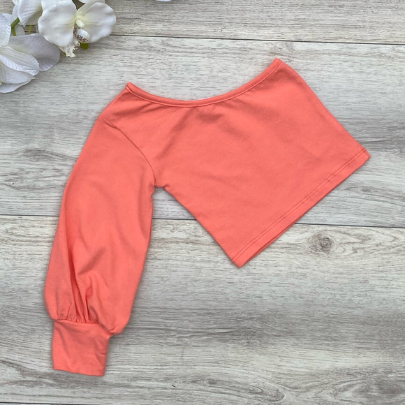 One Shoulder puff sleeve Top (Coral)