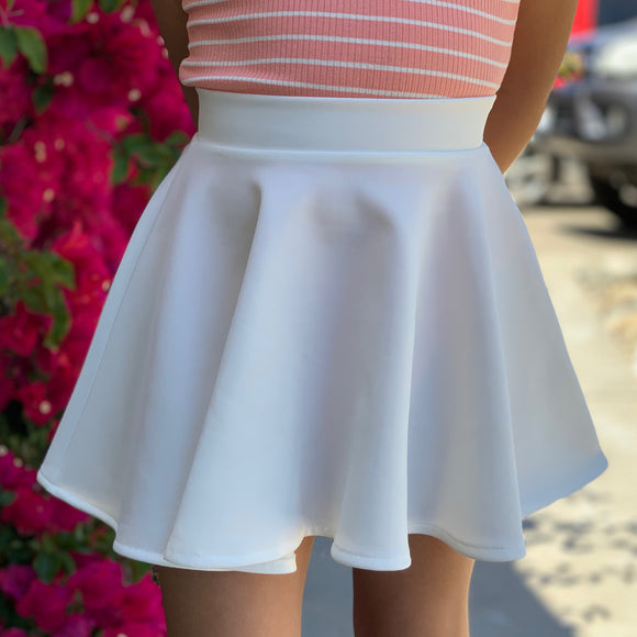 White skater skirt