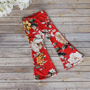 Floral red bell bottoms