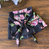 Skort front tie floral (black)